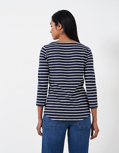 Stripe Essential Breton 3/4 Sleeve- Navy/White