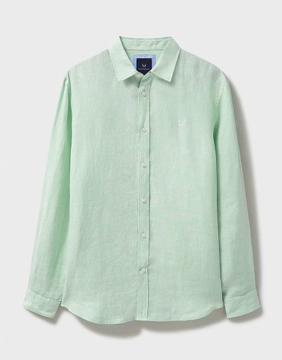 Long Sleeve Linen Shirt- Mist Green/White