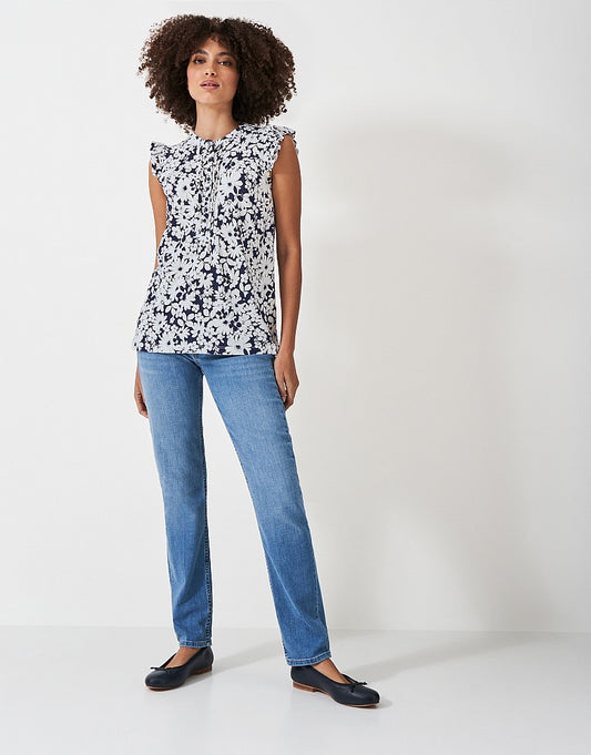 Lydia Blouse- Navy/White print
