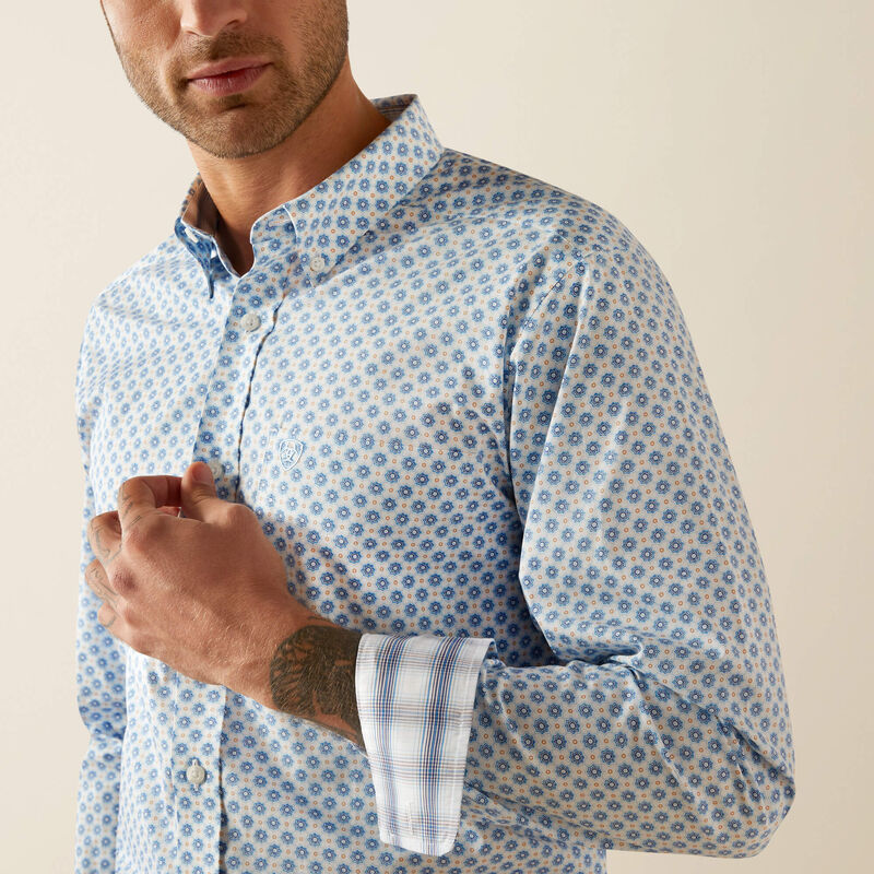 Wrinkle Free Booker Fitted Shirt - Blue