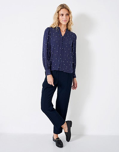 Anais Polka Dot Blouse- Navy/White