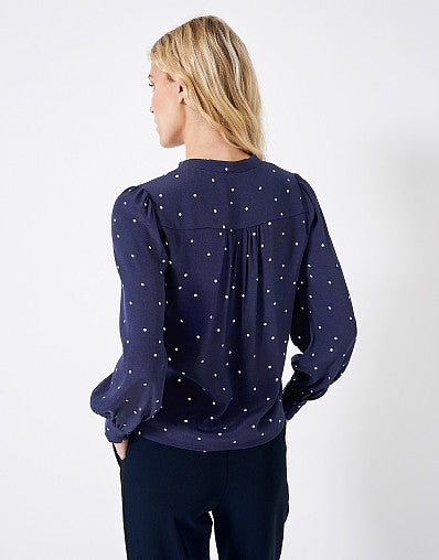 Anais Polka Dot Blouse- Navy/White