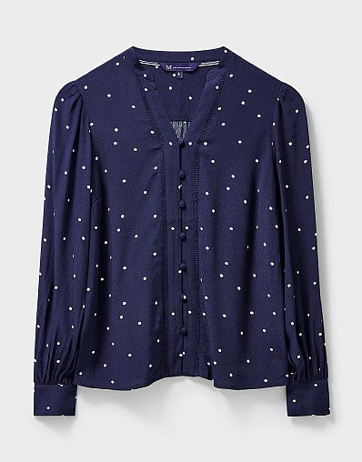 Anais Polka Dot Blouse- Navy/White