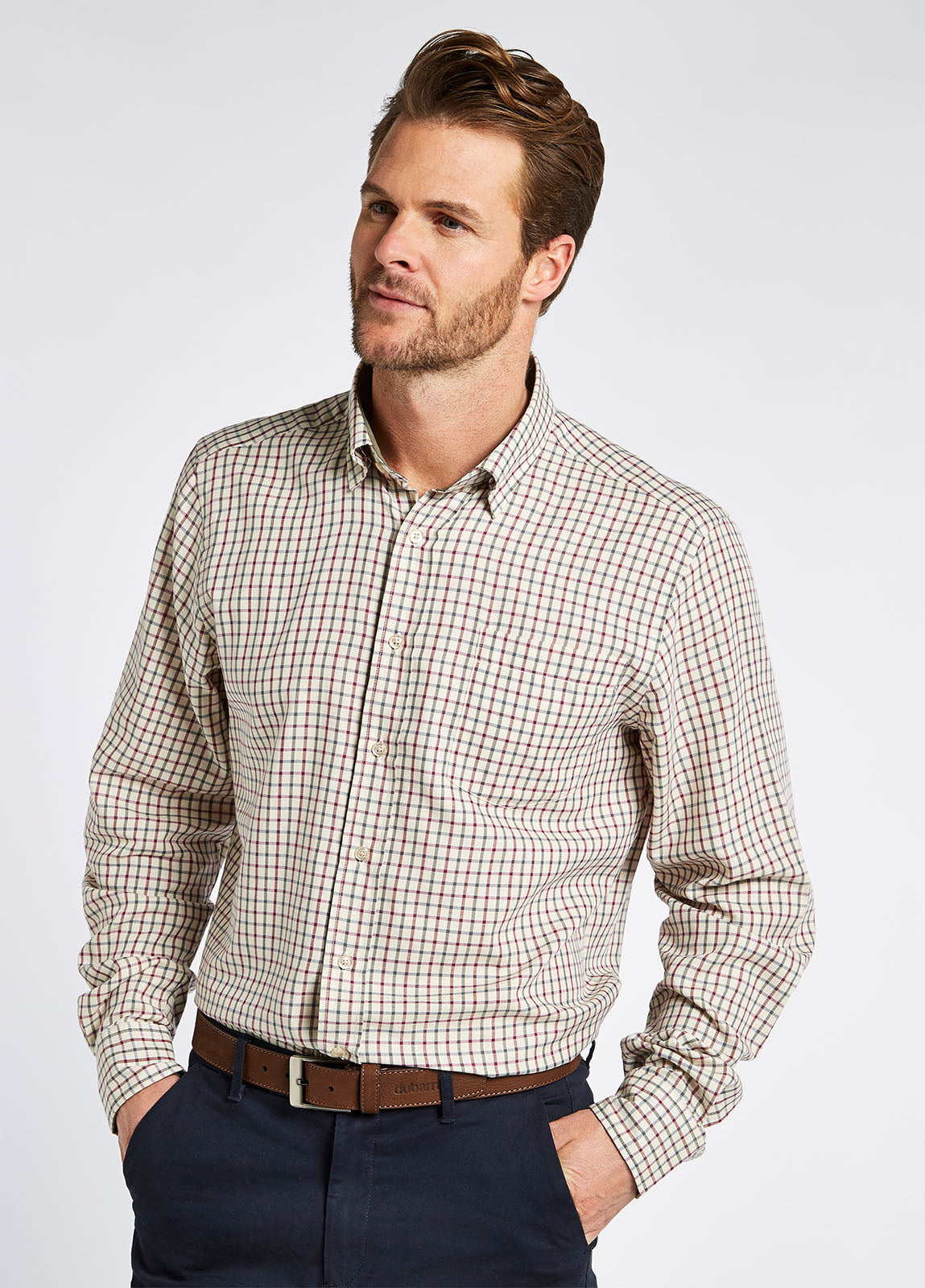 Connell check shirt- Dark Pebble