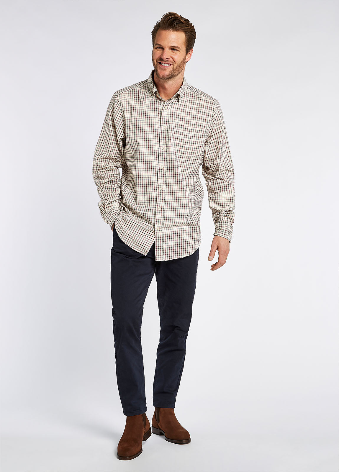 Connell check shirt- Dark Pebble