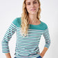 Stripe Essential Breton 3/4 Sleeve Sea Green/White/Pink