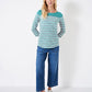 Stripe Essential Breton 3/4 Sleeve Sea Green/White/Pink