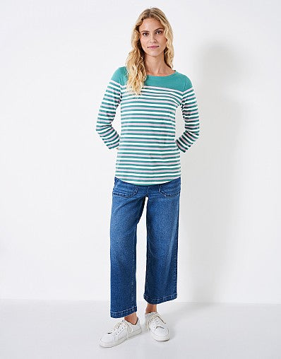 Stripe Essential Breton 3/4 Sleeve Sea Green/White/Pink