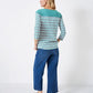 Stripe Essential Breton 3/4 Sleeve Sea Green/White/Pink