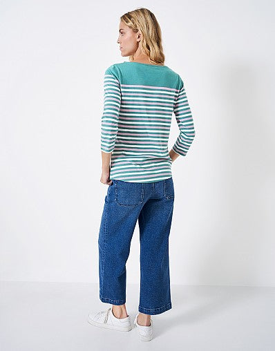 Stripe Essential Breton 3/4 Sleeve Sea Green/White/Pink