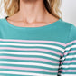 Stripe Essential Breton 3/4 Sleeve Sea Green/White/Pink