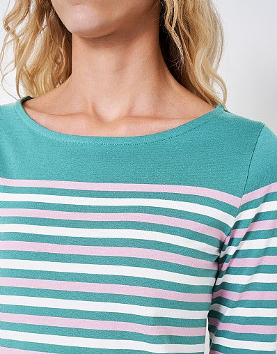 Stripe Essential Breton 3/4 Sleeve Sea Green/White/Pink