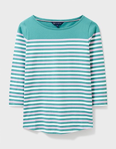 Stripe Essential Breton 3/4 Sleeve Sea Green/White/Pink