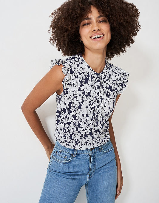 Lydia Blouse- Navy/White print