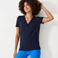 Navy Lace Insert Short Sleeve T-shirt