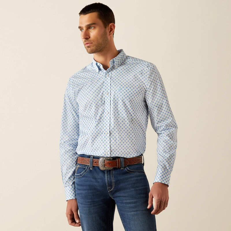 Wrinkle Free Booker Fitted Shirt - Blue