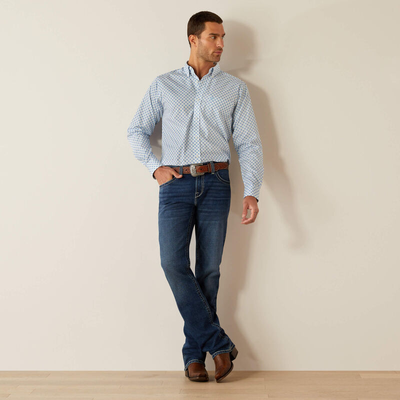 Wrinkle Free Booker Fitted Shirt - Blue