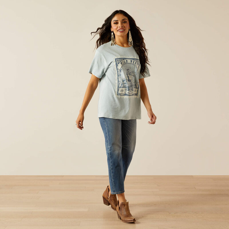 Wild West Stamp T-Shirt - Bleached Blue