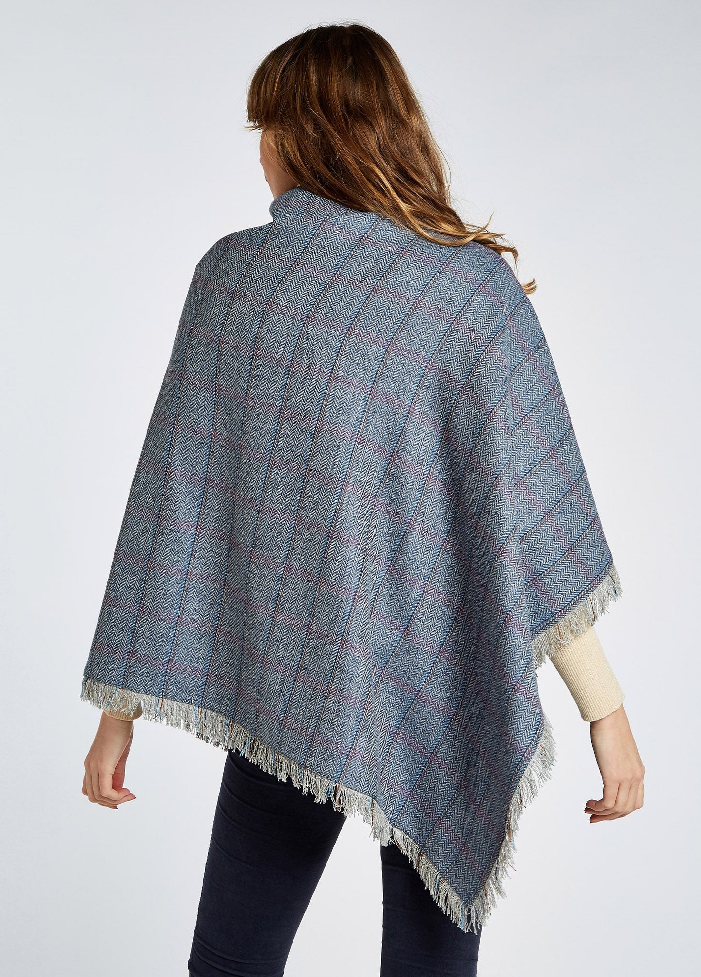 Hazelwood Tweed Poncho - Denim Haze